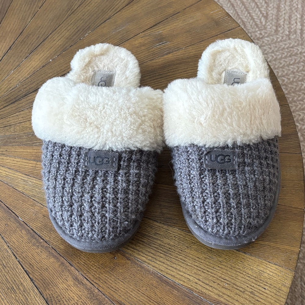 UGG Charcoal and Cream Knit Slippers